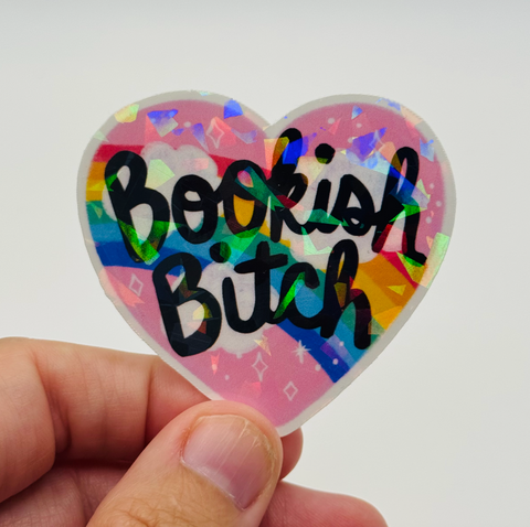 Bookish Bitch Holographic Heart Sticker