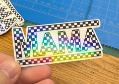 MAMA Checkered Holographic Sticker - Mother's Day Gift