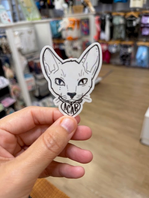 ACAB Sphynx Cat - Holographic Water Resistant Sticker