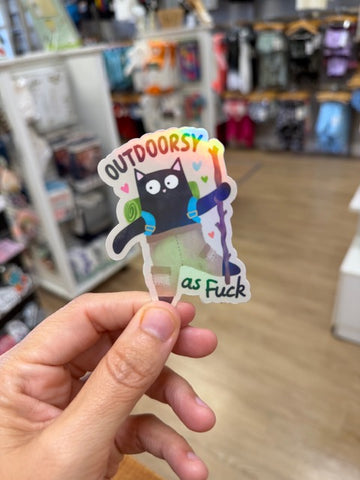 Outdoorsy as Fuck - Holographic Water Resistant Sticker