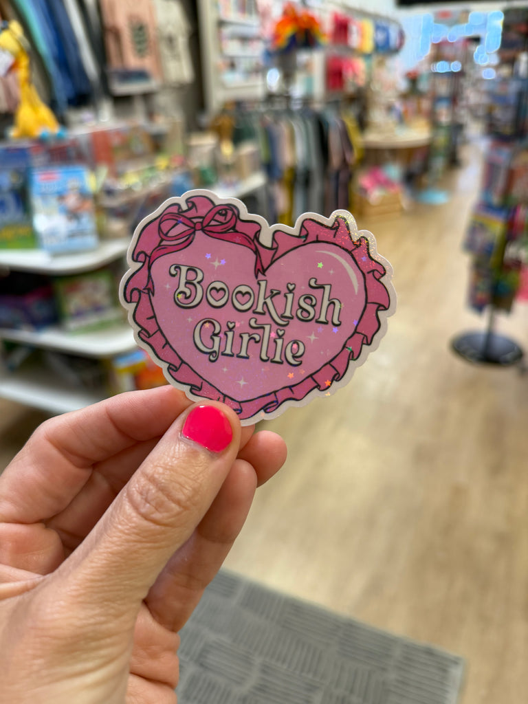 Bookish Girlie Pink Heart - Holographic Water Resistant Sticker