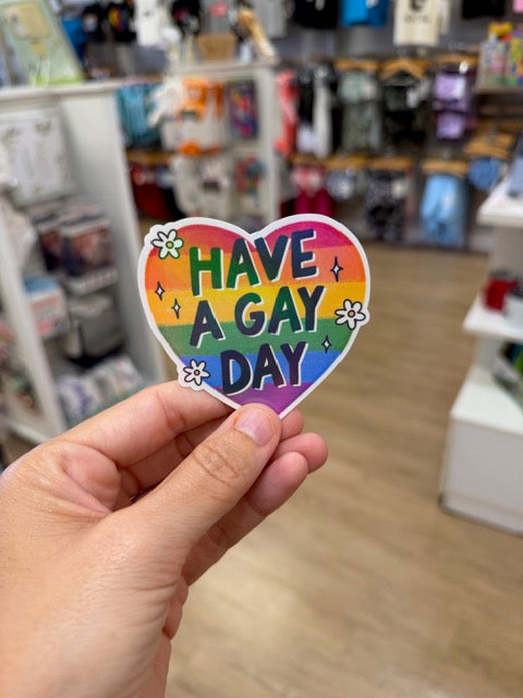 Have a Gay Day Rainbow Heart - Holographic Sticker