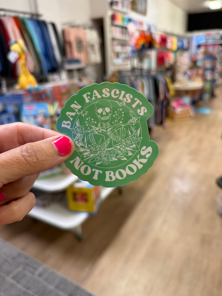 Ban Fascists Not Books - Holographic Water Resistant Sticker