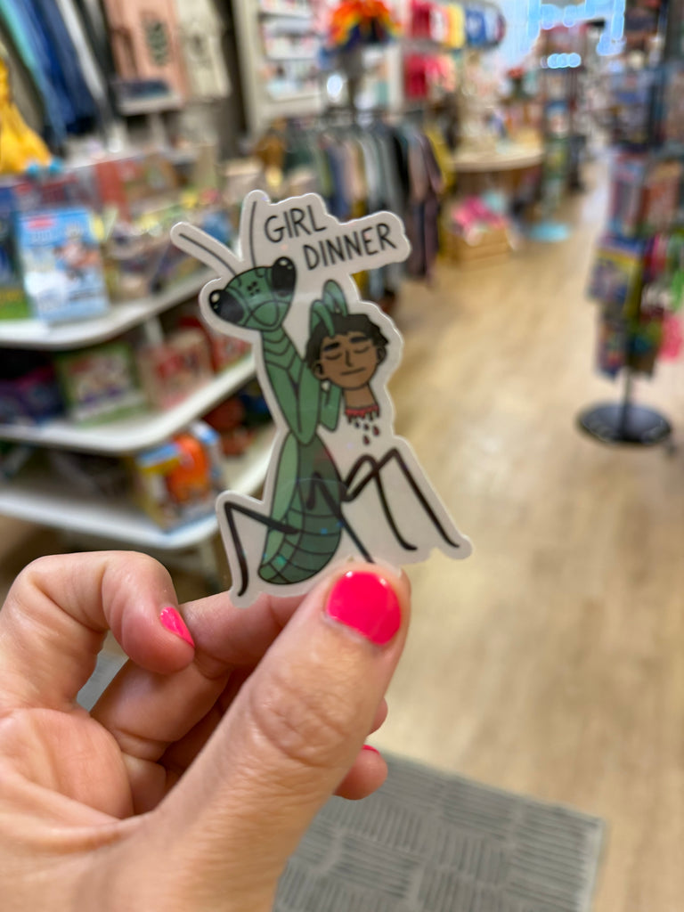 Girl Dinner Praying Mantis - Holographic Water Resistant Sticker