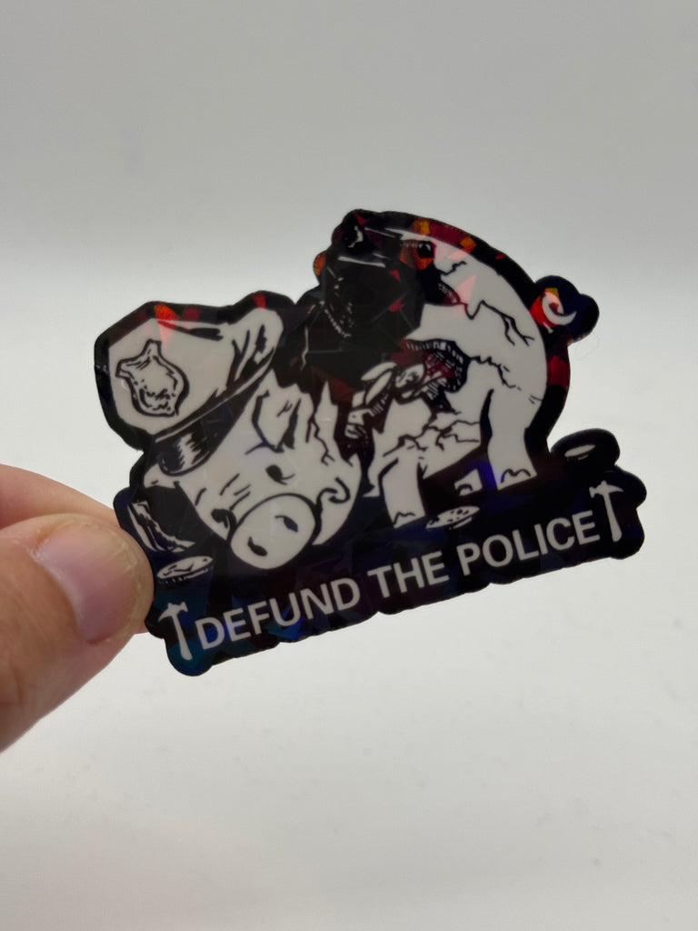Defund the Police - Pig with Cop Hat Activism Sticker