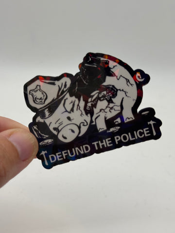 Defund the Police - Pig with Cop Hat Activism Sticker