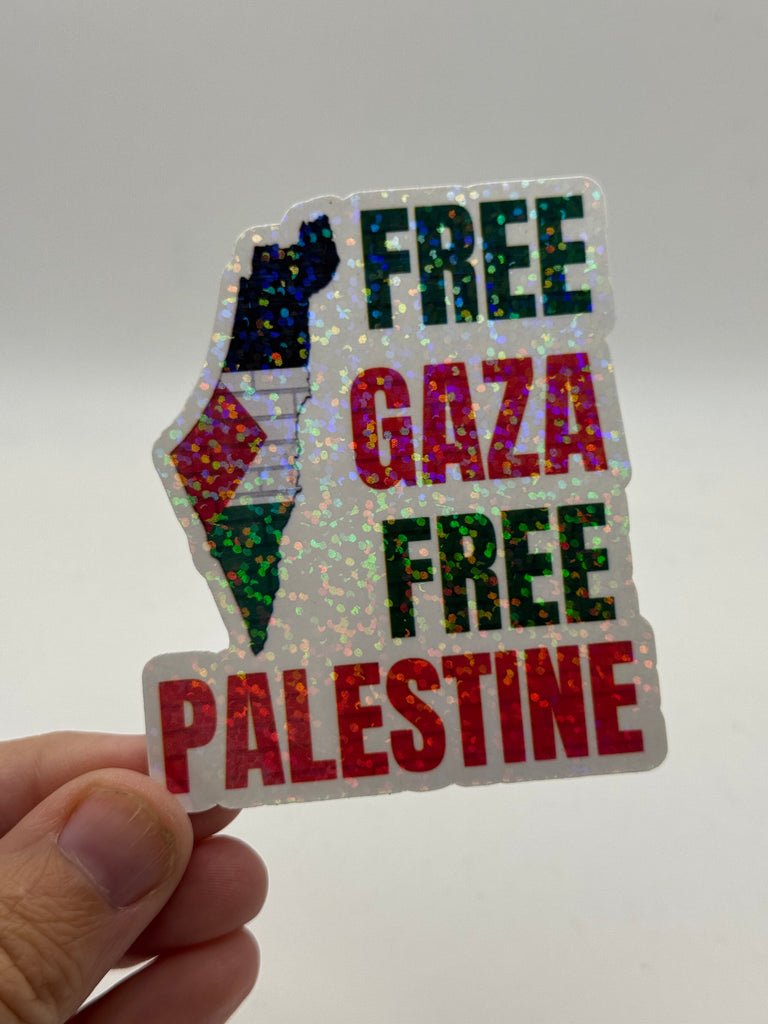 Free Gaza Free Palestine - Palestinian Flag Map Solidarity Sticker