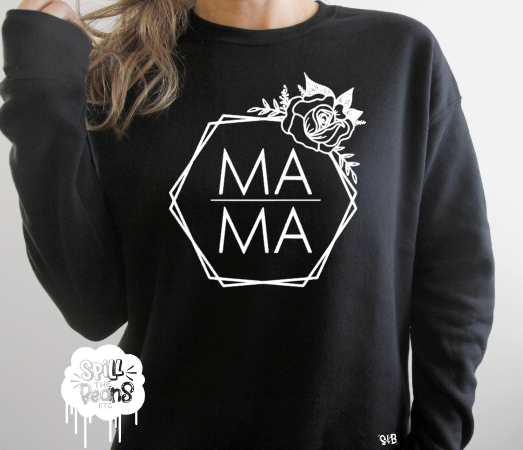 Ma|Ma geometric with flower full design Fleece crewneck pullover