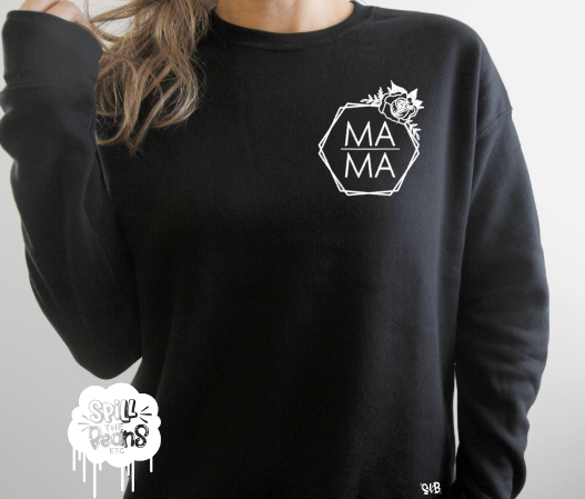 Ma|Ma geometric with flower chest design Fleece crewneck pullover