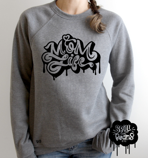 Mom Life graffiti Fleece crewneck pullover