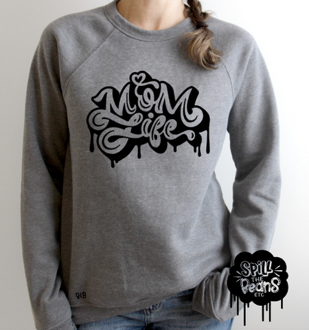 Mom Life graffiti Fleece crewneck pullover