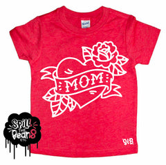 Mom Heart Tattoo Kids Tee