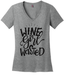 Wine Girl Wasted V Neck