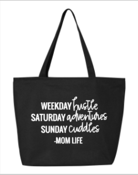 Weekday Hustle, Saturday Adventures, Sunday Cuddles-Mom Life Canvas Bag