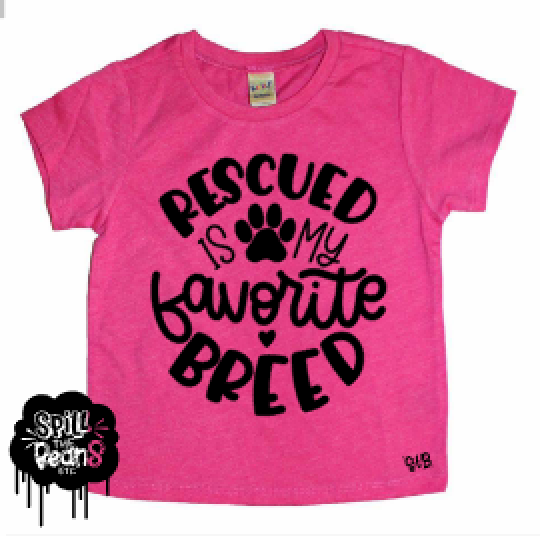 Rescued is My Favorite Breed Kids Dog Shirt