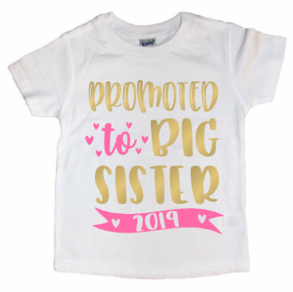 Promoted to Big Sister Pregnancy Announcement Sibling Bodysuit or Kids Tee