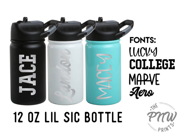 12 Oz LIL SIC Mini Engraved Travel Bottle with Carabiner