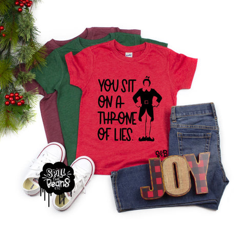 You Sit on a Throne of Lies Buddy the Elf Christmas Tee