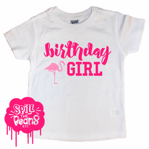 Birthday Girl Flamingo Kids Birthday Tee