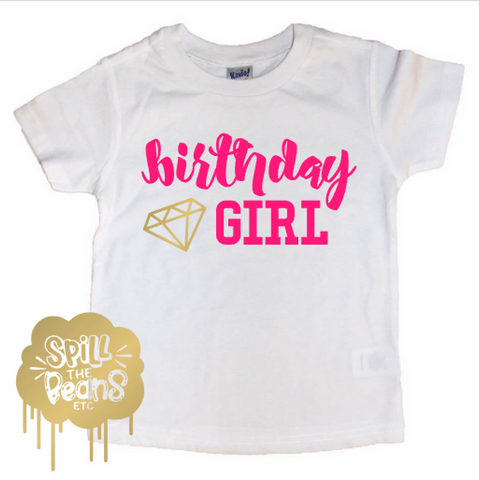 Birthday Girl Diamond Kids Birthday Tee