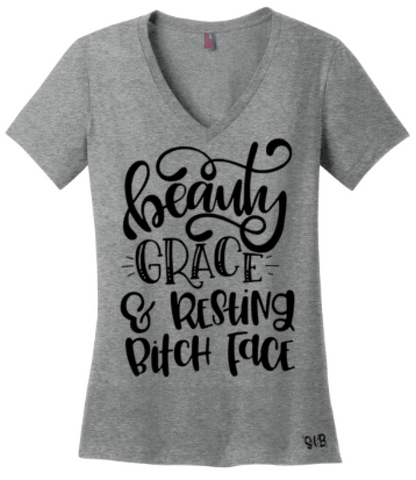 Beauty Grace And Resting B*tch Face Tee or Tank