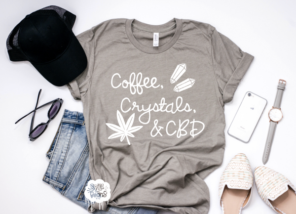 Coffee, Crystals, & CBD Adult Tee Or Tank