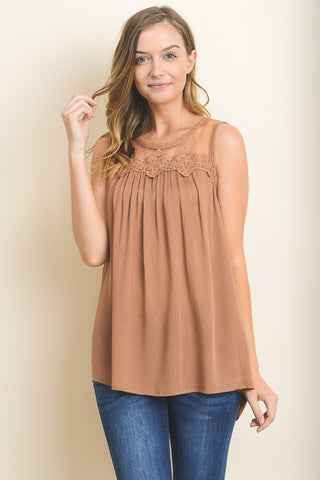 Embroidered Rose Mesh Helo Top