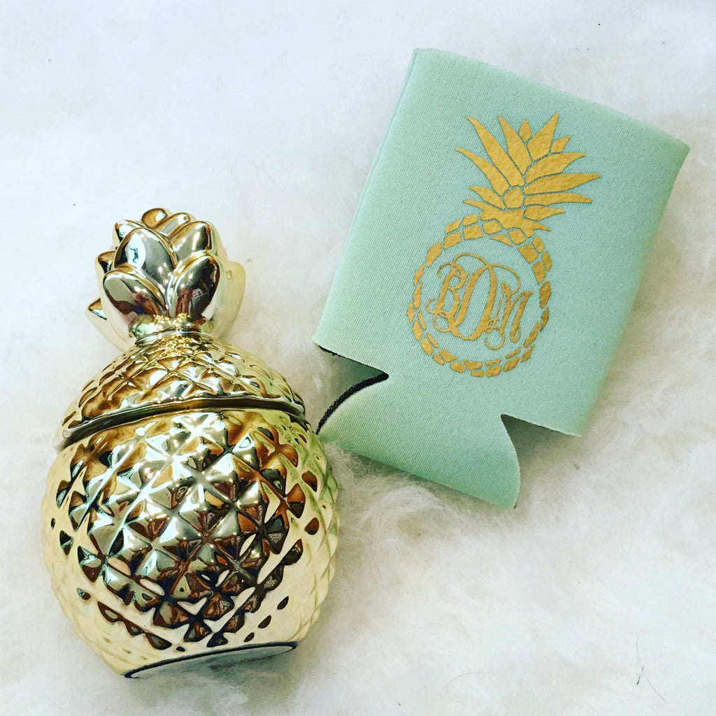 Pineapple Monogrammed Can Cooler