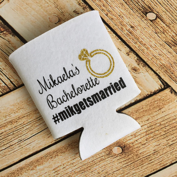 Bachelorette Party Hashtag Glitter Can Cooler