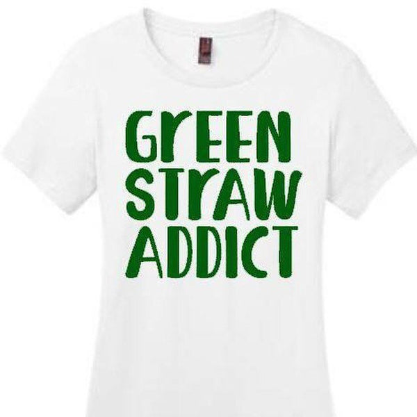 Green Straw Addict -- Coffee Lovers Tee or Tank
