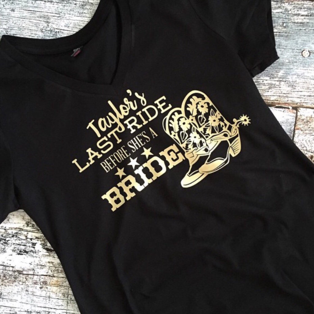 Last Ride Before She's a Bride Bachelorette Party Matching Shirts