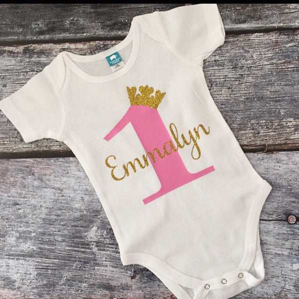 Pink and Gold Crown Birthday Outfit