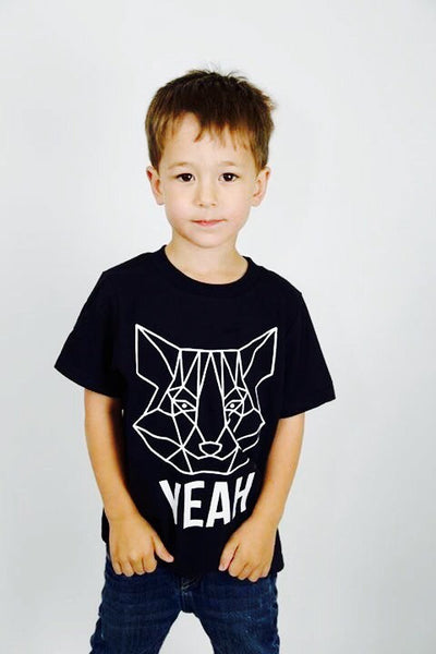 Trendy Geometric Fox Yeah Tee for Kids