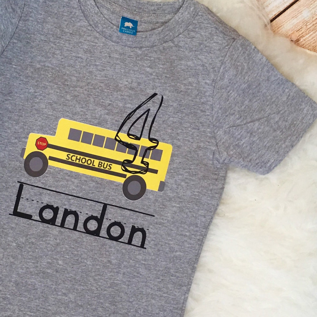 Yellow School Bus Birthday Tee Shirt