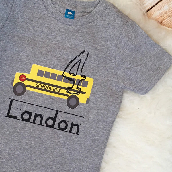 Yellow School Bus Birthday Tee Shirt