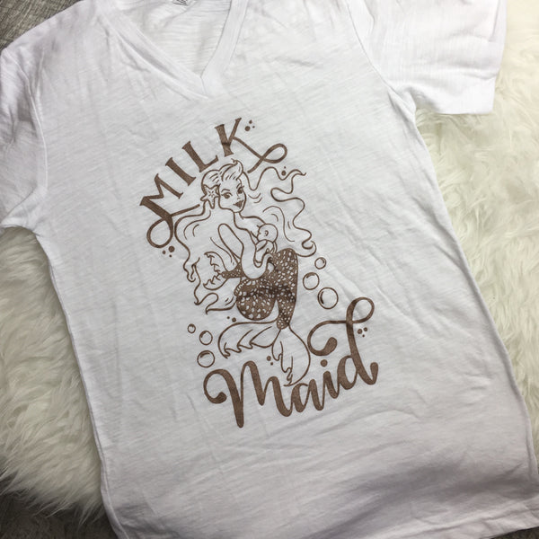 NEW Limited Edition Rose Gold Milk Maid V Neck Unisex Tees