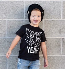 Trendy Geometric Fox Yeah Tee for Kids