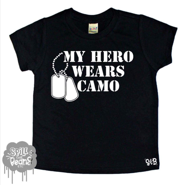 My Hero Wears Camo Kids Tee or Bodysuit