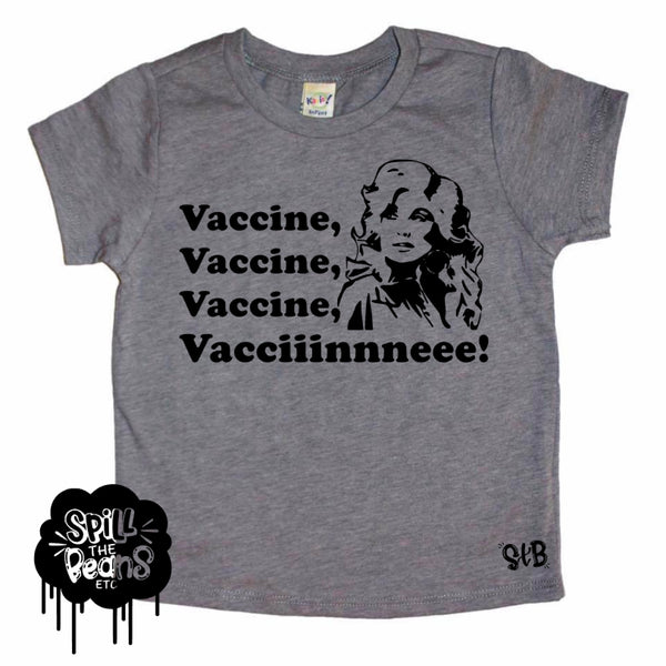 Vaccine, Vaccine, Vaccine, Vacciiinnneee Bodysuit or Tee BLACK DESIGN ONLY