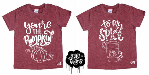 Pumpkin To My Spice Matching Kid's Tees Or Bodysuits