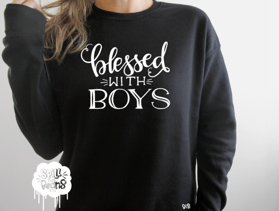 Blessed With Boys Fleece crewneck pullover