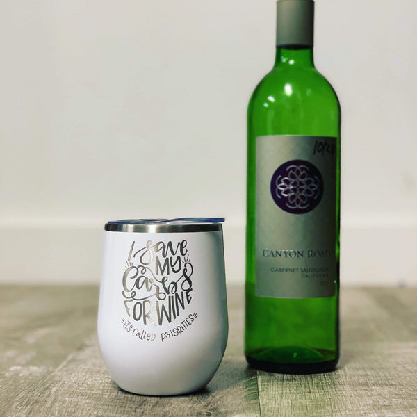 I Save My Carbs for Wine 12 oz Engraved Stemless Wine Cup