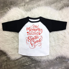 I Saw Mommy Kissing Santa Claus Kid's Raglan