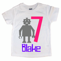 Robot Custom Age Birthday Kid's Tee