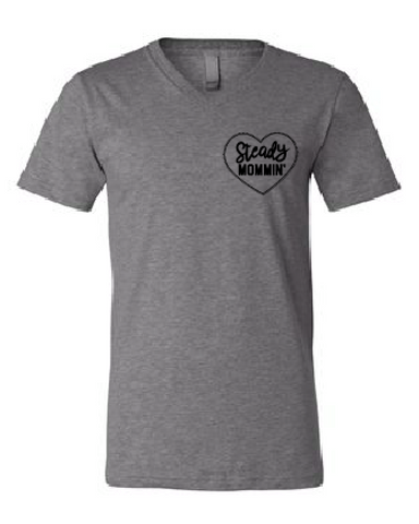 Steady Mommin' Heart Pocket Mom Tee
